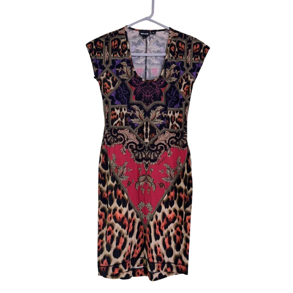 Just Cavalli Roberto Cavalli Cotton Geometric Floral Print Mini Dress Size S